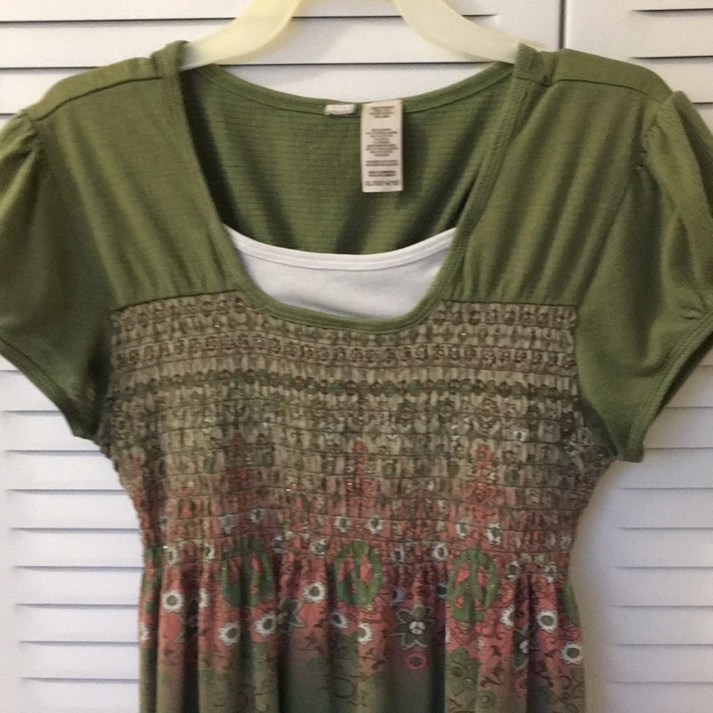 Navy green girls blouse size 14/16 XL